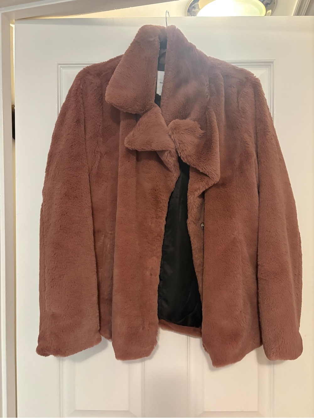 Avec Les Filles Faux Fur Teddy Jacket in Rust Brown